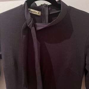 Women's Gray Dress with Tie Neck